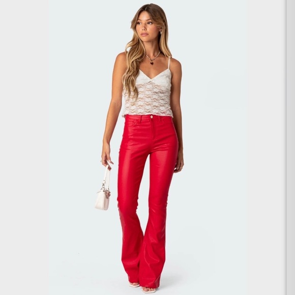 Luna Faux Leather Flare Jeans - Picture 1 of 3
